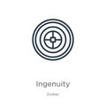 Ingenuity icon. Thin linear ingenuity outline icon isolated on white background from zodiac collection. Line vector sign, symbol