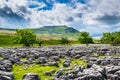 Ingleborough mountain with limestone pavement. Yorkshire Dales National Park Royalty Free Stock Photo