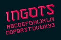 Ingots alphabet. Ruby faceted font. Isolated english alphabet