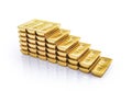 Ingots gold bars stacked
