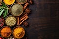 cooking powder food herb natural indian dry seasoning background ingredient spice. Generative AI.