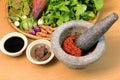 Ingredient of curry in mortar mix, curry thai food stye