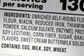 Ingredient food flour soy milk wheat allergy diet label Royalty Free Stock Photo