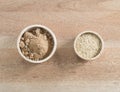 Ingredient grain, wheat germ and Brown sugar in wooden bowl Royalty Free Stock Photo