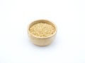 Ingredient grain, wheat germ in wooden bowl on white background Royalty Free Stock Photo