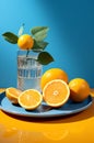 Summer drink refreshing lemon glasses orange cocktail detox juice cold blue