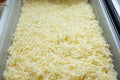 ingredient station of shredded mozzarella cheese Royalty Free Stock Photo
