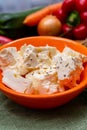 Ingredient for traditional Greek salad, fresh salted feta cheese with herbs Royalty Free Stock Photo