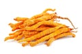 Ingredient used in Traditional Chinese Medicine on white background - Cordyceps sinensis (caterpillar fungus