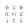 Ingredient Warning Label Icons. Allergens Gluten, Lactose, Soy, Corn, Diary, Milk, Sugar, Trans Fat. Vegetarian and Organic symbol