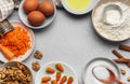 Ingredients for baking carrot cake Royalty Free Stock Photo