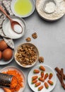 Ingredients for baking carrot cake Royalty Free Stock Photo