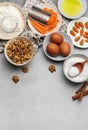 Ingredients for baking carrot cake Royalty Free Stock Photo