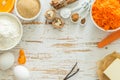 Ingredients for baking carrot cake Royalty Free Stock Photo