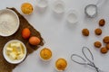 Ingredients for baking cup cake isolated on white background Royalty Free Stock Photo
