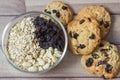 Ingredients for baking healthy cookies and ready cookies