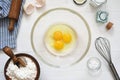 Ingredients for baking on the kitchen table. The process of making tarte Royalty Free Stock Photo