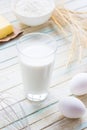 Ingredients for baking: milk, flour, egg and butter Royalty Free Stock Photo