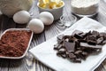 Ingredients for brownies on classic recipe Royalty Free Stock Photo