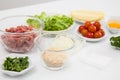 Ingredients for burger. Step by step preparation of mini burgers. Homemade mini burgers for children or appetizers. Small