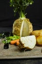 Ingredients for celeriac soup - celery root - celeriac, carrots,