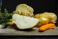 Ingredients for celeriac soup - celery root - celeriac, carrots, onion, potatoes