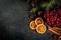 Ingredients for Christmas baking and drinks Royalty Free Stock Photo