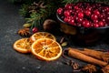 Ingredients for Christmas baking and drinks Royalty Free Stock Photo