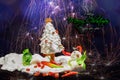 Ingredients, Christmas greeting card, snowman, Christmas tree Royalty Free Stock Photo