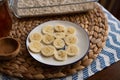 Banana slices on a plate Royalty Free Stock Photo