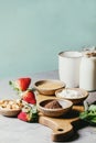 Ingredients for cooking mug cake Royalty Free Stock Photo