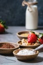 Ingredients for cooking mug cake Royalty Free Stock Photo