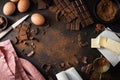 Ingredients for cooking chocolate pastry Royalty Free Stock Photo