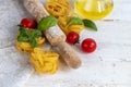 Ingredients for cooking Italian pasta. Royalty Free Stock Photo