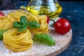 Ingredients for cooking Italian pasta. Royalty Free Stock Photo