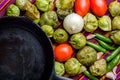 Ingredients for cooking Mexican green sauce Royalty Free Stock Photo