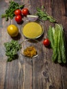 Ingredients for cooking Tabbouleh - Levantine vegetarian salad.