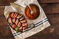 Ingredients for cooking vegetarian dish ratatouille, top view Royalty Free Stock Photo