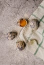Ingredients for the dough: quail eggs, wholegrain flour, salt, yeast, water.