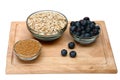 Ingredients for Fresh Blueberry Oatmeal Royalty Free Stock Photo