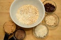 Ingredients for granola on a cutting board Royalty Free Stock Photo