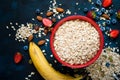 Ingredients for granola or oatmeal. Royalty Free Stock Photo