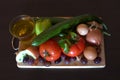 Ingredients of Greek village salad , Mediterranean diet