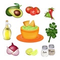 Ingredients for the guacamole sauce recipe Royalty Free Stock Photo