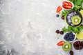 Ingredients healthy diet family meals: fresh juicy fruits and berries with mint and ice to prepare a healthy summer Royalty Free Stock Photo