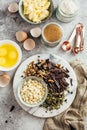 Ingredients for home baking with chocolate. Royalty Free Stock Photo