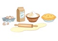 Ingredients for homemade bakery. Bakery set vector illustration. Royalty Free Stock Photo