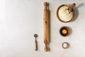 Ingredients for homemade pasta cooking Royalty Free Stock Photo