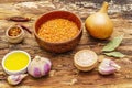 Ingredients for Indian Dhal spicy curry Royalty Free Stock Photo