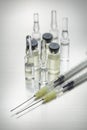 Ingredients for injection - syringes and medicine Royalty Free Stock Photo